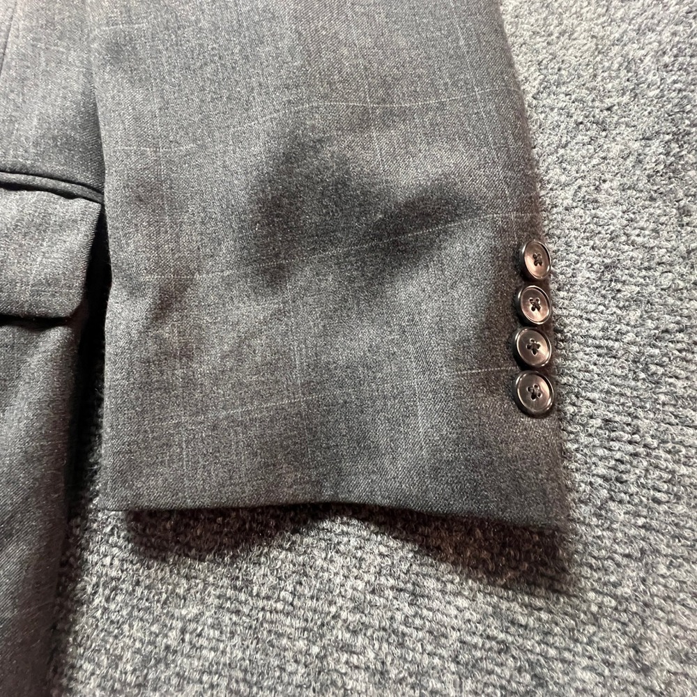 Jos. A. Bank Travelers Collection Gray Windowpane 100% Wool Blazer Jacket 46R - Picture 12 of 13
